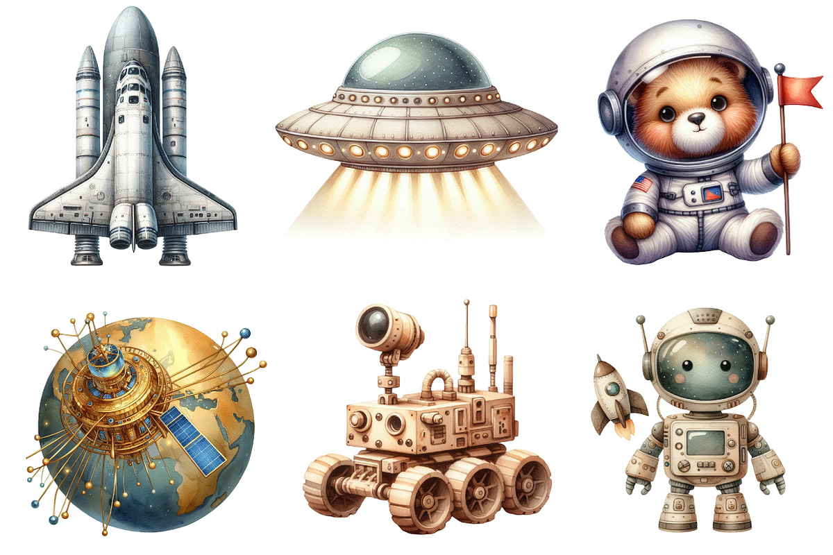 Space watercolor clipart, an Illustration by CreationArt (Photo 5 of 5)