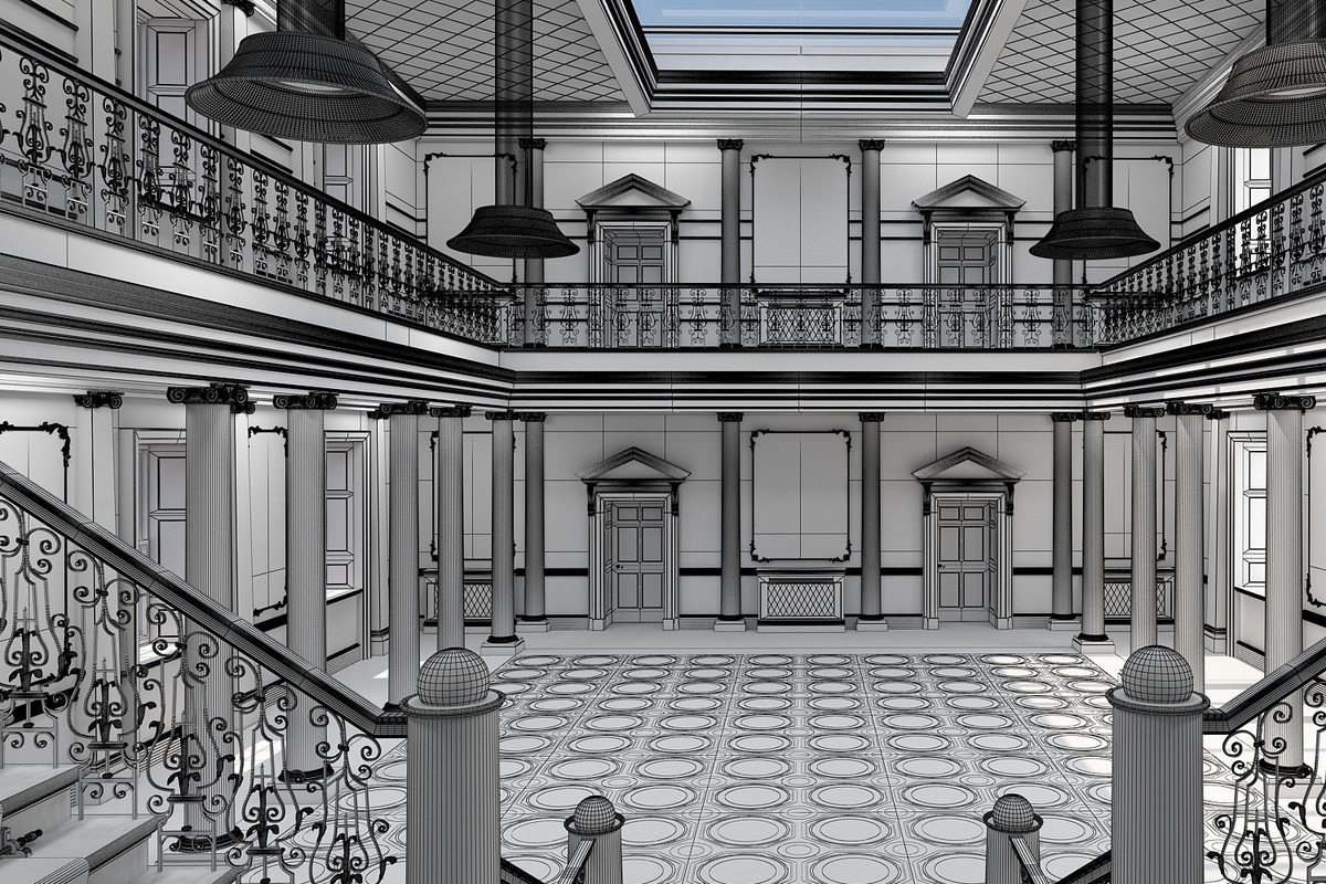 3Dmodel Grand Hall Lobby Staircase 2, an Architecture 3D Model by Giimann (Photo 16 of 16)