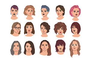 Female avatars set. Beautiful, a Graphic by Stock-Smart-Start