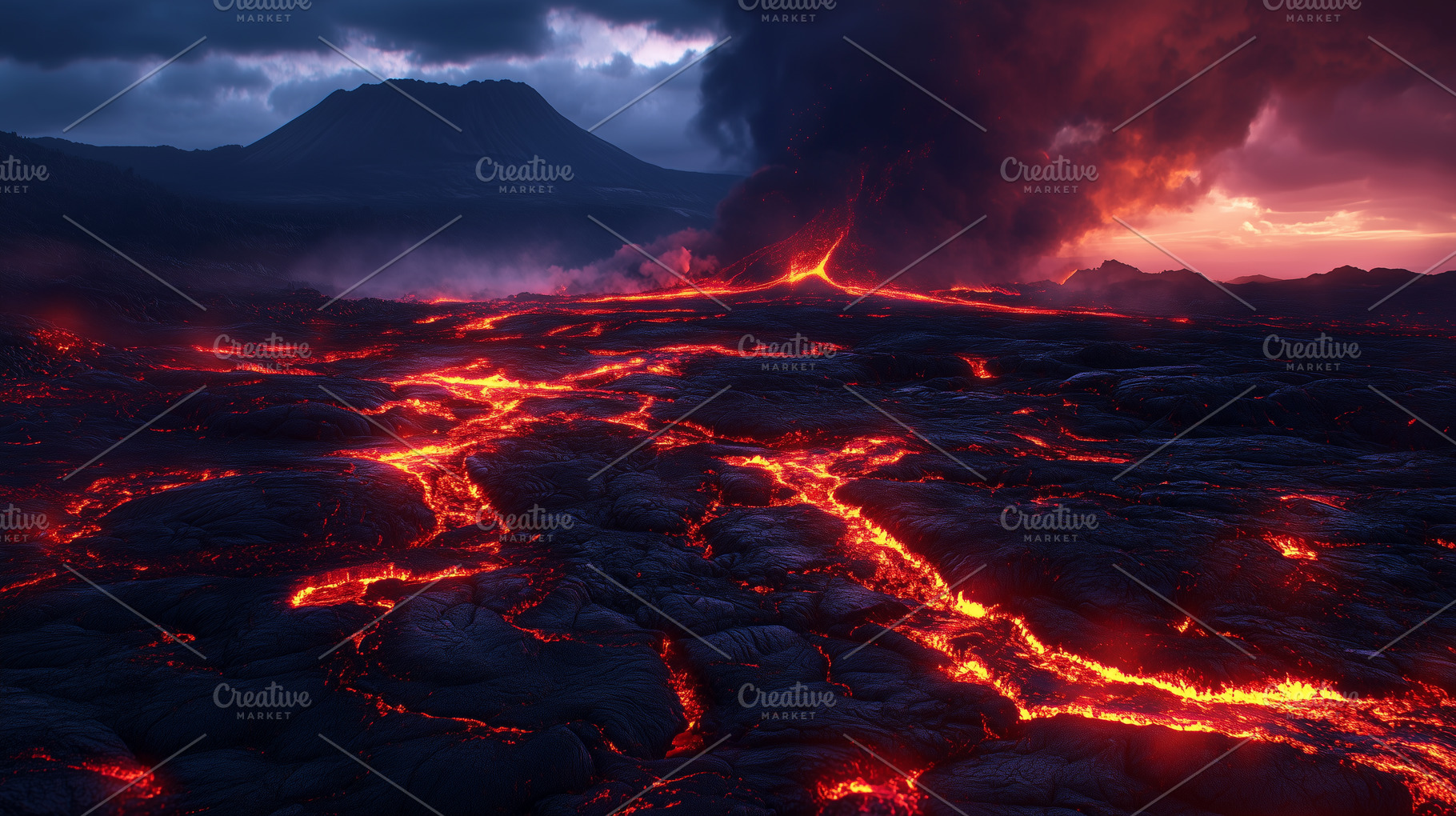 Flowing molten lava from volcano at, a Nature Photo by MistyDay