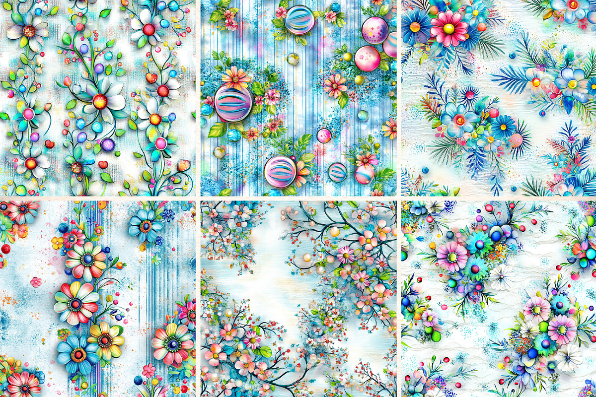 Whimsical Spring Seamless Patterns, a Pattern Graphic by Digital Artistic99 (Photo 2 of 8)