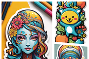Boho Psychedelic&Sugar Skull Sticker, an Illustration by ETARA by Mea Hau (Thumbnail 1 of 7)