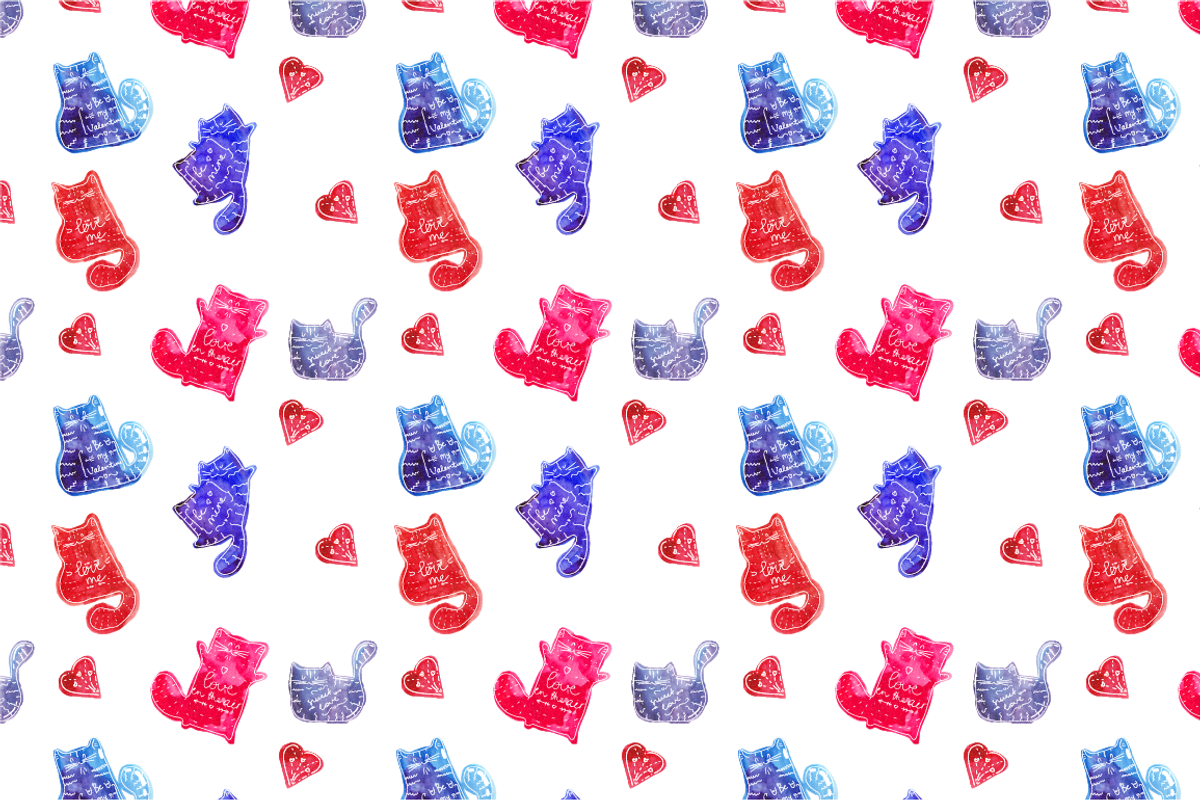 Valentine Cats Watercolor, an Object Graphic by Kotozoid (Photo 2 of 2)