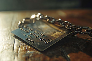 Close-up of a metallic credit card r, a Photo by Tanuart