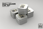 Small Square Cans Packaging Mockup, a Cups & Container Mockup by INCDesign (Thumbnail 3 of 5)