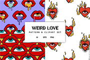 Weird Love Pattern & Clipart Set, a Pattern Graphic by Palette Pursuit (Thumbnail 1 of 5)