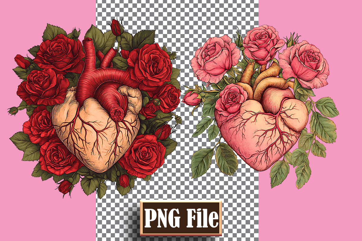 Floral Heart Clipart Bundle Png, an Object Graphic by protabsorkar11 (Photo 8 of 9)
