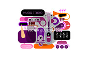 Music Studio Vector Illustration, an Illustration by danjazzia (Thumbnail 1 of 3)
