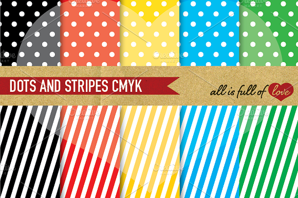 Polka Dot Stripes Digital Paper preview 2