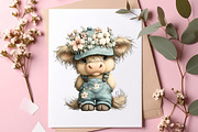 Watercolor Summer Highland Cow Png, an Illustration by SinaCreation (Thumbnail 4 of 8)