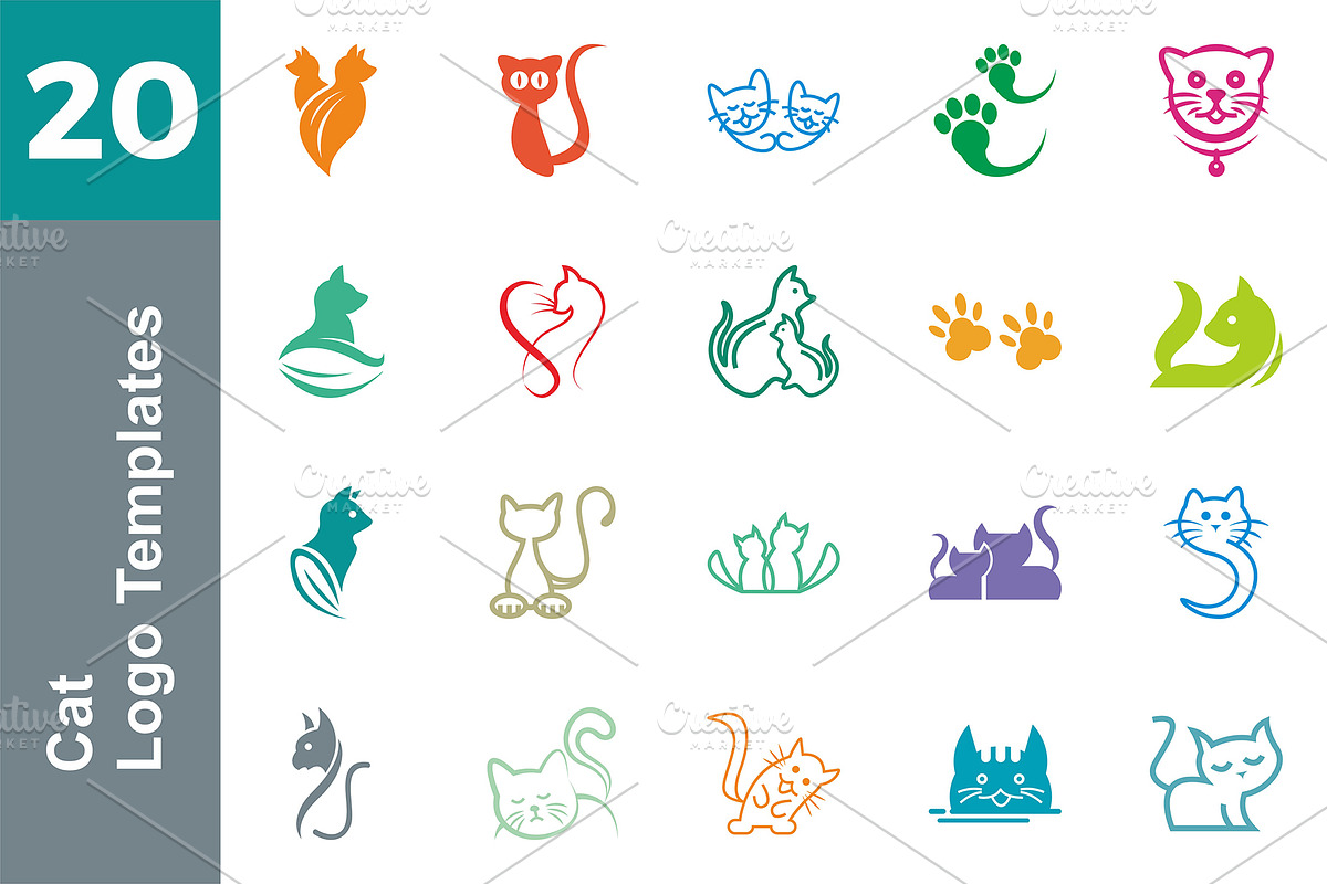 20 Logo Cat Templates Bundle, a Branding & Logo Template by Friendesigns (Photo 1 of 21)
