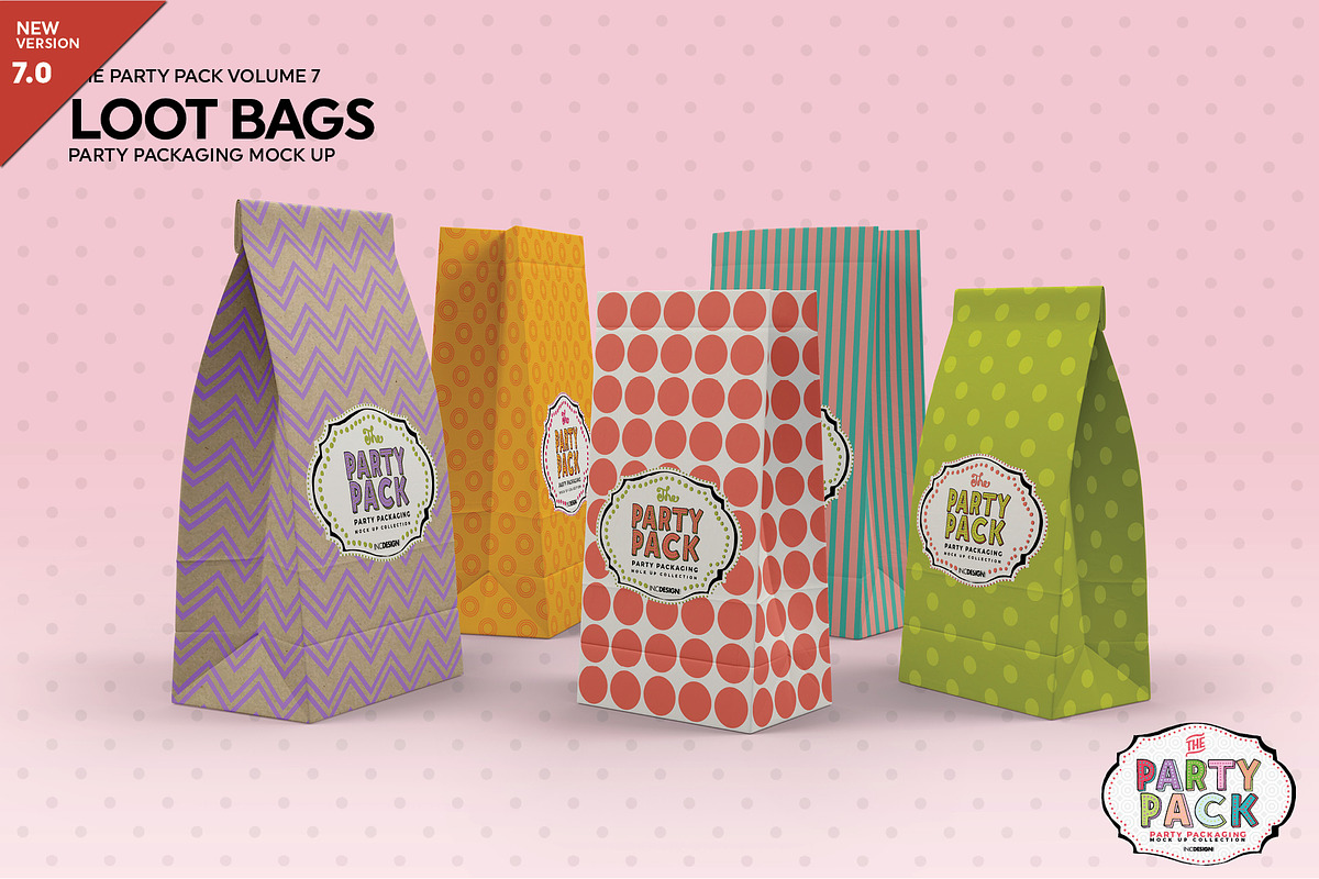 Loot Bags Packaging Mockup, a Packaging Mockup by INCDesign (Photo 1 of 9)
