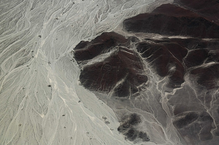 Aerial airplane panoramic view to Nazca geoglyph lines aka Astronaut, Ica, Peru, an Architecture Photo by Wild, Wild World