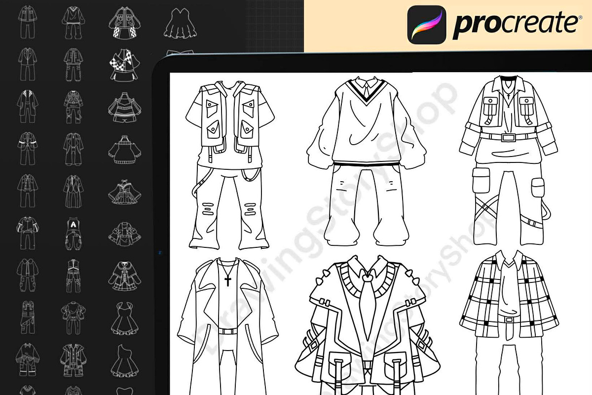 100 Procreate Chibi Clothes Stamp, a Brush Add-On by DrawingStoryShop (Photo 4 of 5)