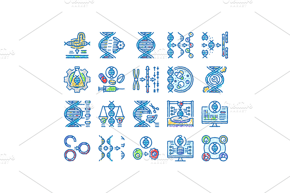 cryptogenetics dna gene helix icons, an Object Illustration by pikepicture