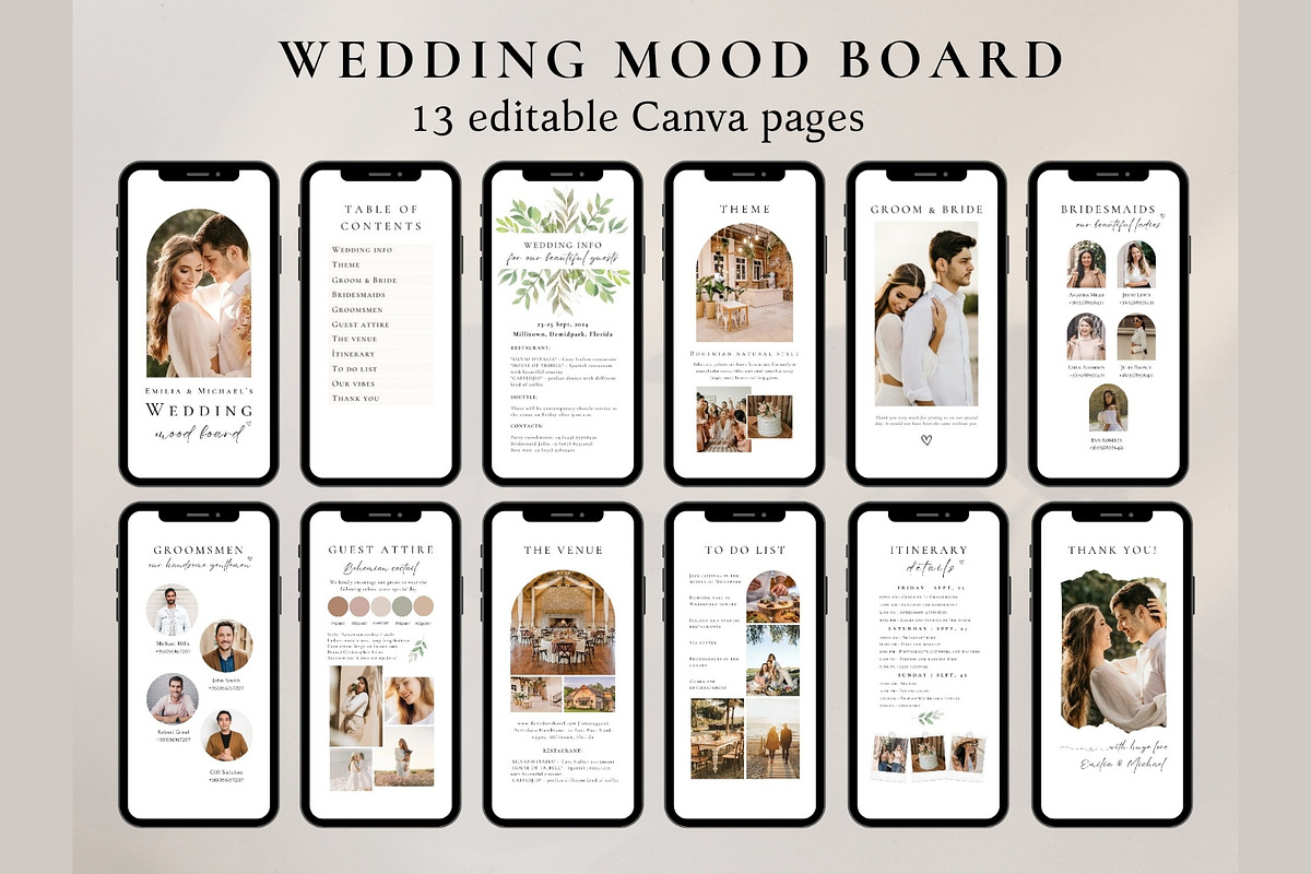 Wedding mood board mobile template, a Social Media Template by EvaTemplates (Photo 1 of 7)