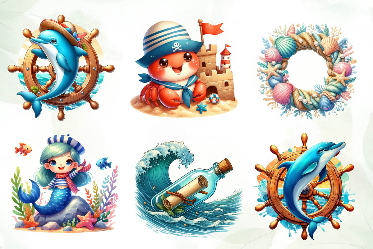 Summer Nautical Collection Clipart, an Illustration by CreationArt (Photo 6 of 7)