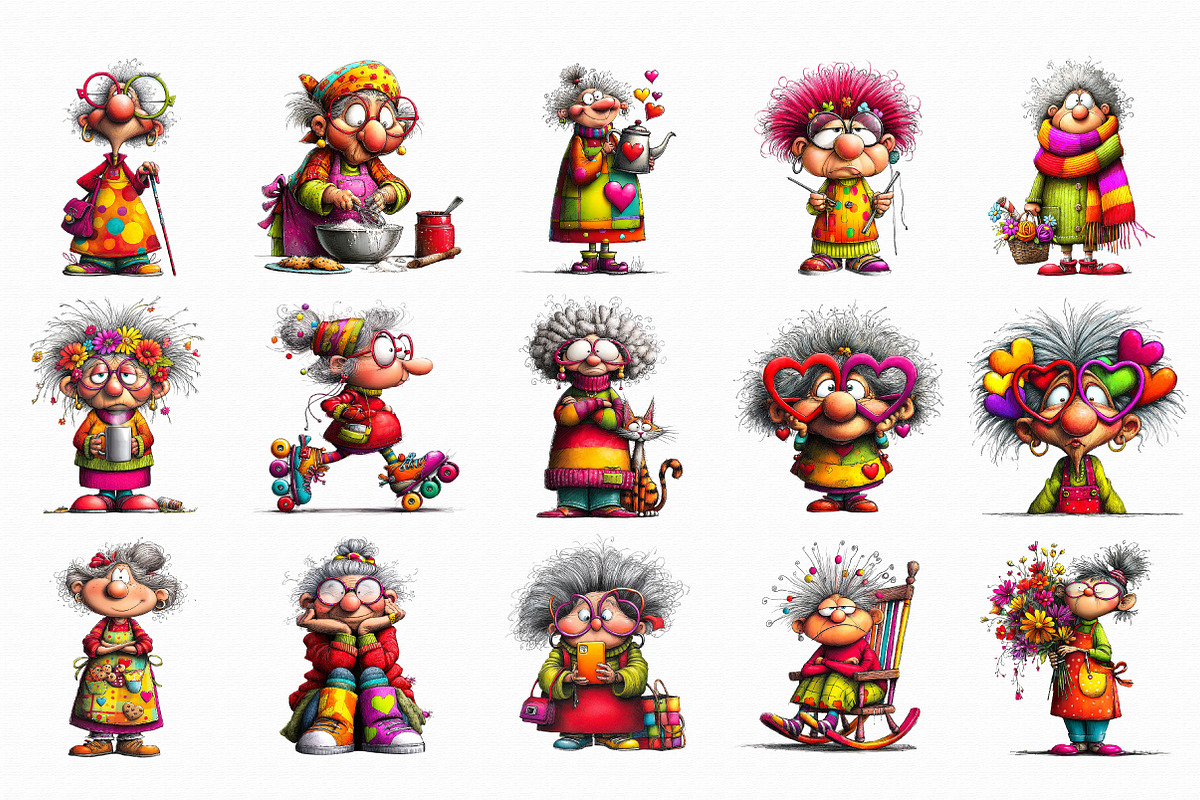 Quirky Grandma Clipart, an Illustration by Libby Wishes (Photo 2 of 7)
