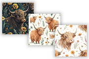 Highland Cow Digital Paper Pack, a Pattern Graphic by FloridPrintables (Thumbnail 3 of 9)