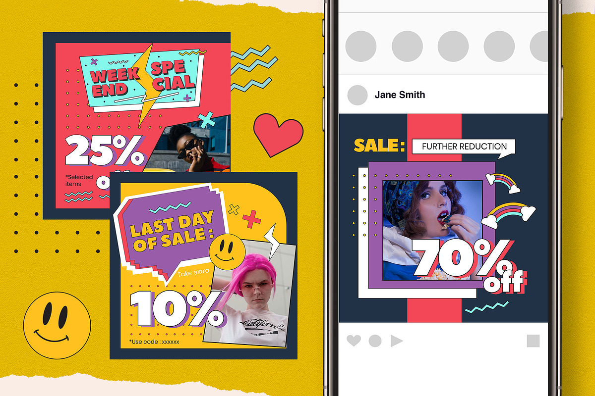 90's Instagram Pack, a Social Media Template by graphicook (Photo 2 of 7)
