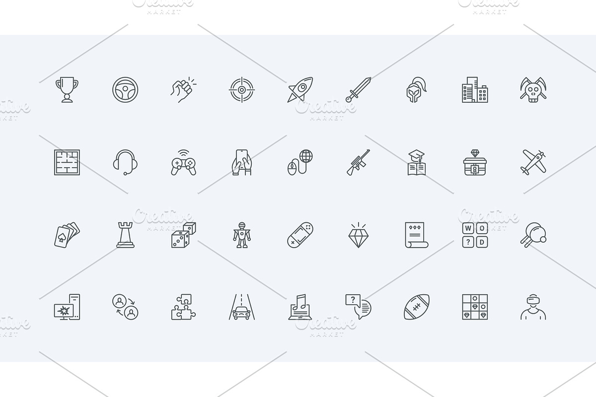Game video genres gameplay icons, a Technology Illustration by Lemberg Vector