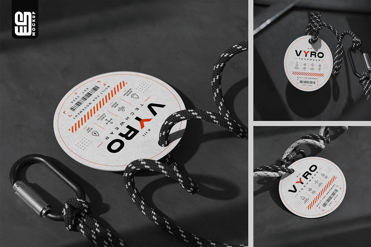 Round Paracord Carabiner Tag Mockup, an Advertising Mockup by SD Mockup (Photo 1 of 4)