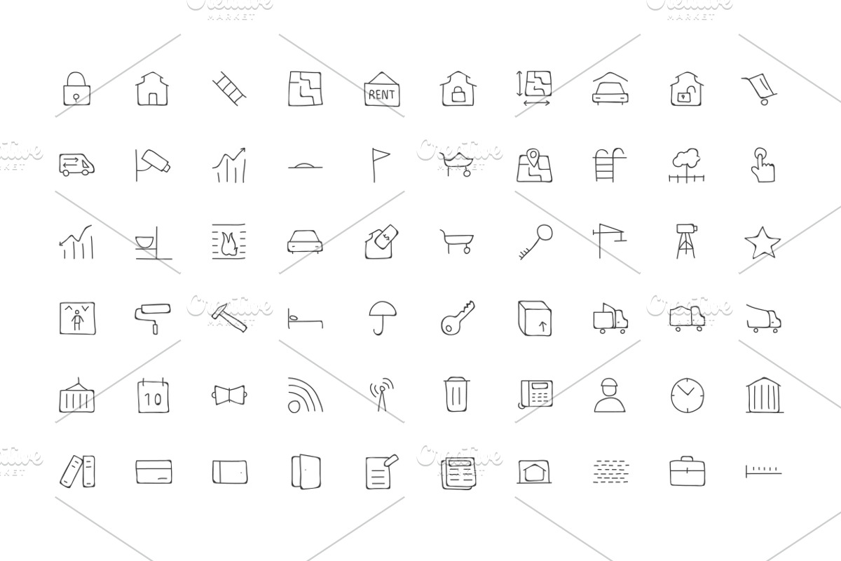 Real Estate Hand Drawn Doodle Icons preview 3