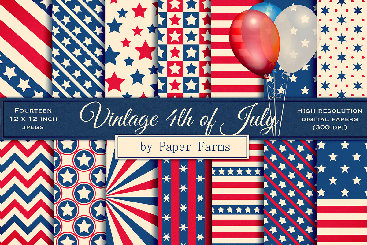 Retro Fourth of July, a Pattern Graphic by Paper Farms (Photo 1 of 2)