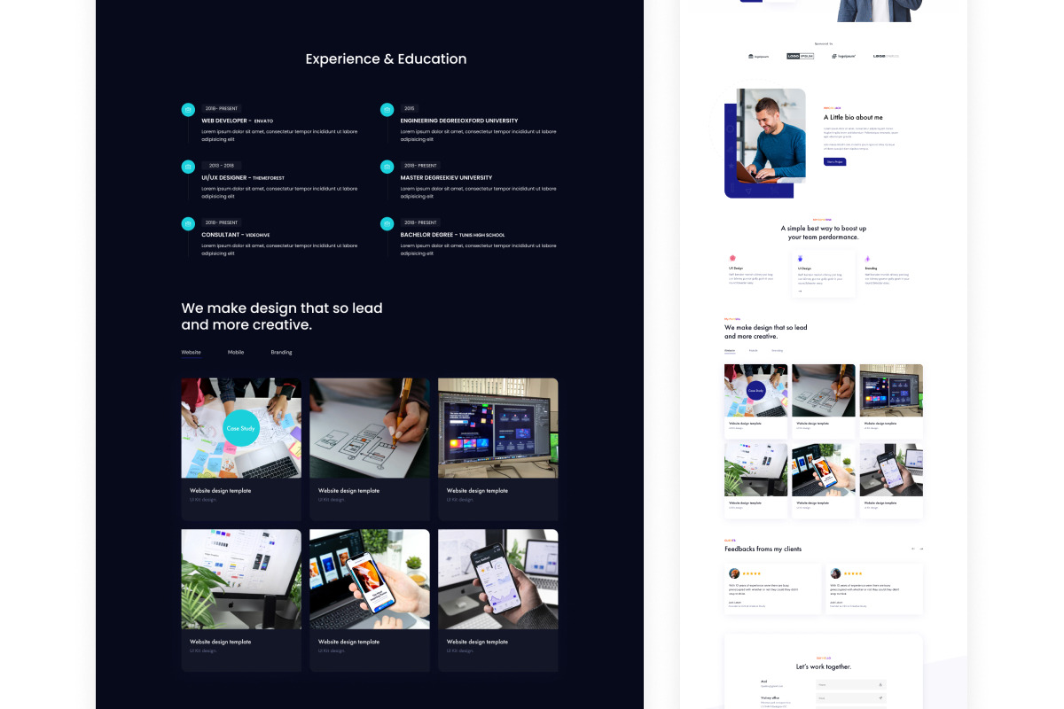 2 in 1 Portfolio Website Design, an UI Kit Template by ArtGalaxy (Photo 7 of 8)