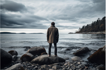 Enduring Man standing on shore, a Sports & Recreation Photo by Ylivdesign