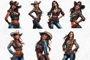 Native Spirit Cowgirls Clipart Set