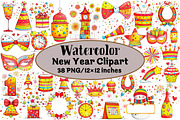 New Year Clipart, an Illustration by Design Market (Thumbnail 1 of 3)