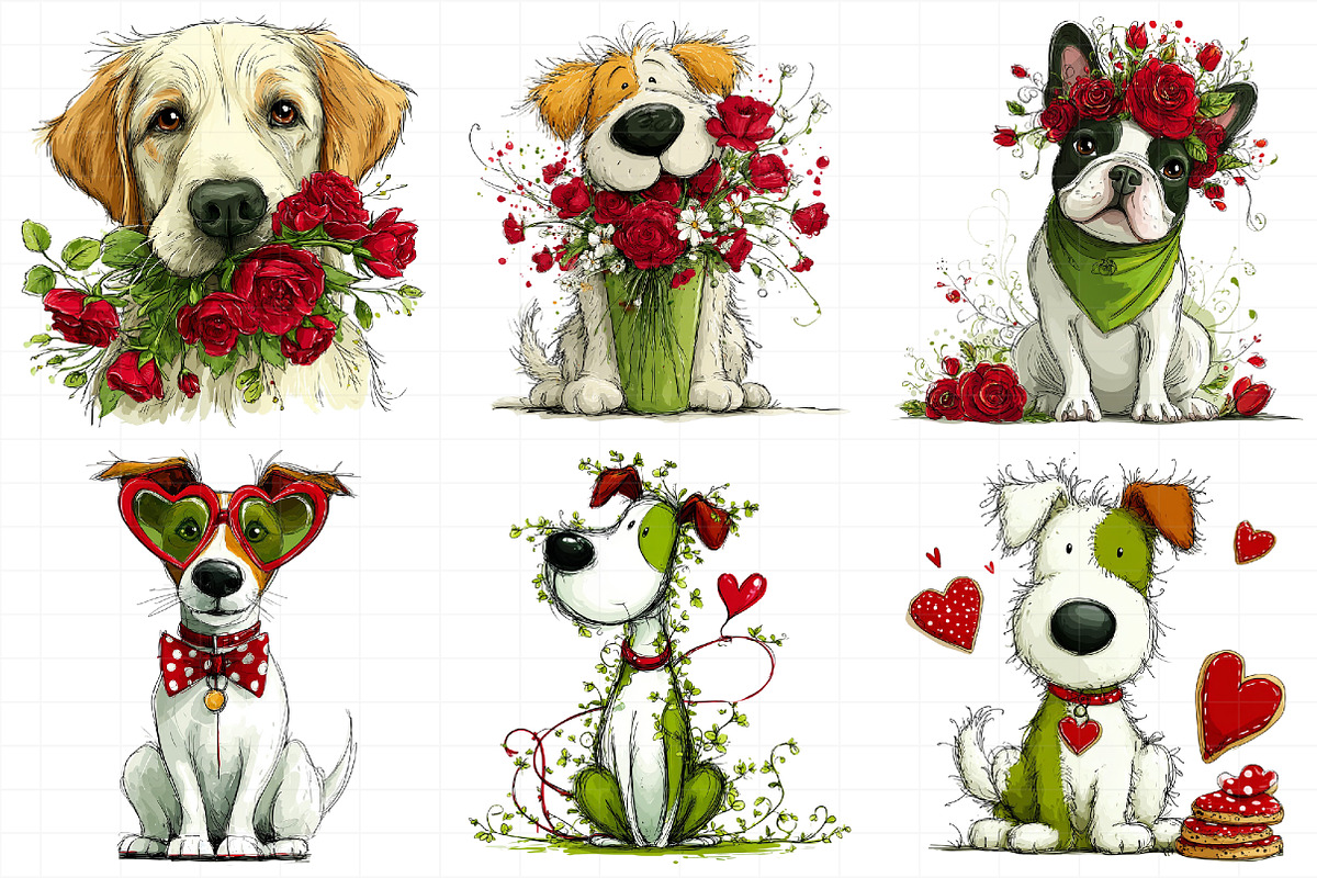 Watercolor Valentine Dog Clipart, an Illustration by Daily.Designs (Photo 4 of 5)
