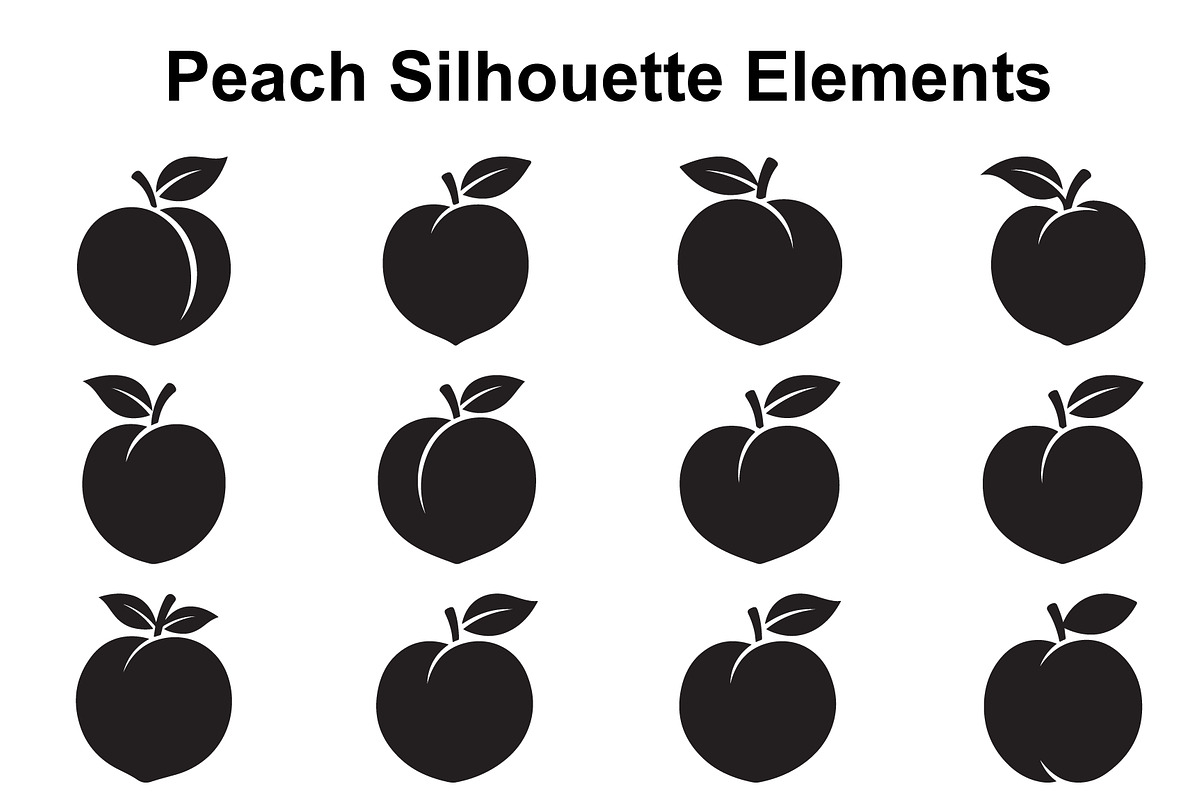 Peach Fruit Silhouette Collection, an Object Graphic by Creativeshirt (Photo 1 of 3)