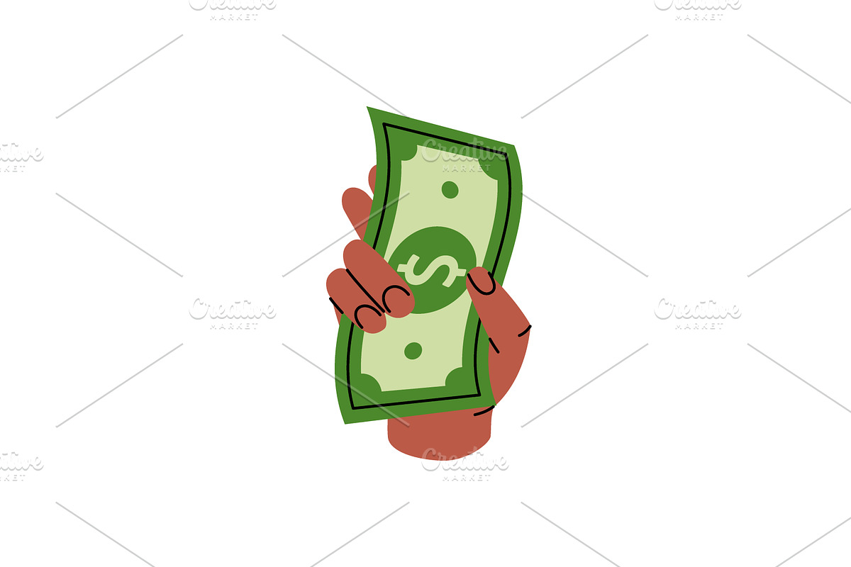 A hand holding a green dollar. Money, a Finance Illustration by GraphiShop