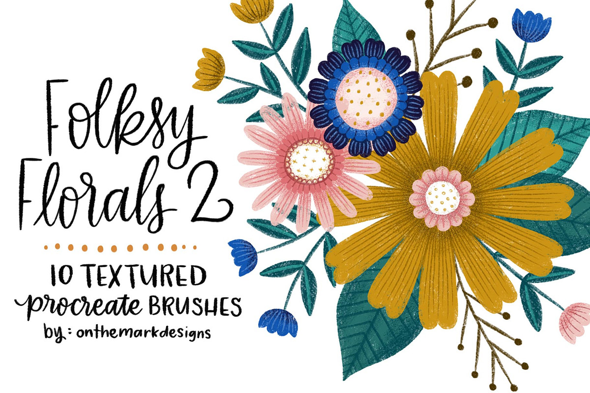 Folksy Textured Procreate Brushes 2, a Brush Add-On by On the Mark Designs (Photo 1 of 8)
