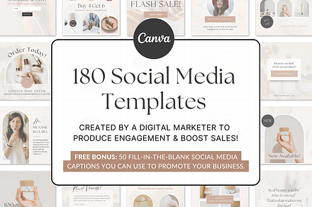 180 Canva Social Media Templates, a Social Media Template by Gebers Marketing & Design