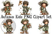 Autumn Kids PNG Clipart Set, a Seasonal Illustration by OK Design (Thumbnail 2 of 6)