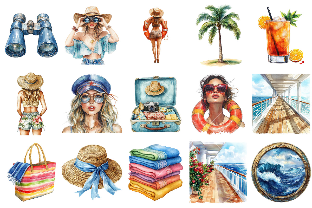 Cruise Summer Vacation Clipart, an Illustration by OK Design (Photo 3 of 6)