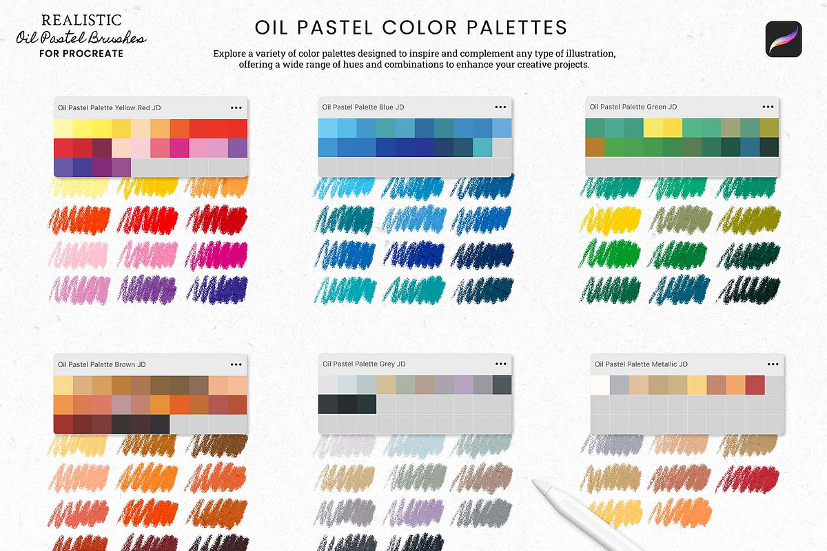 Oil Pastel Brushes Procreate, a Brush Add-On by Julia Dreams (Photo 7 of 9)