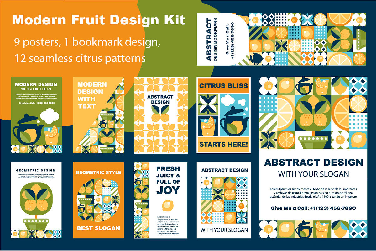 Lemon Mosaic Geometric Branding Set, a Pattern Graphic by Lettering_Logo (Photo 2 of 4)