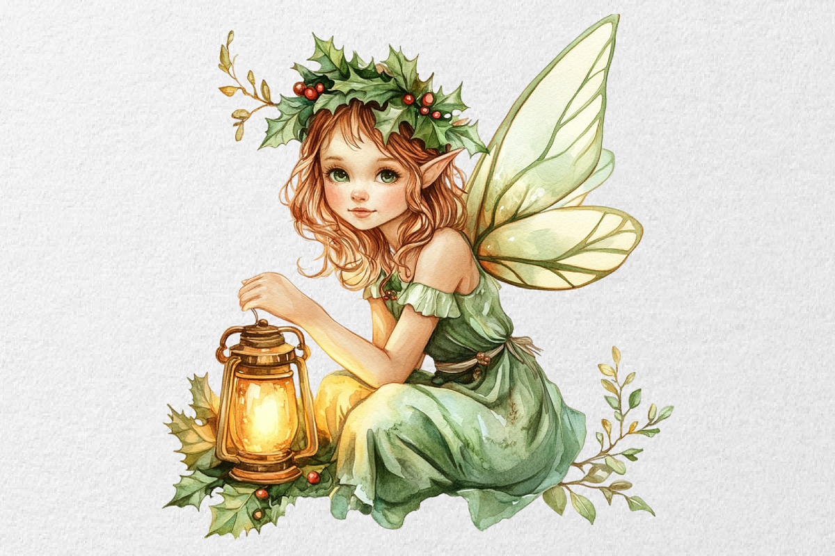 Fantasy Christmas Fairy Clipart, an Illustration by DreamCafeArt (Photo 5 of 7)