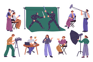 Movie production. Crew filming team, a Person Illustration by YummyBuum