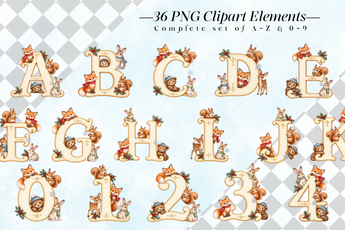 Woodland Winter Animal Alphabets, a Seasonal Illustration by Ink Gallery (Photo 2 of 5)