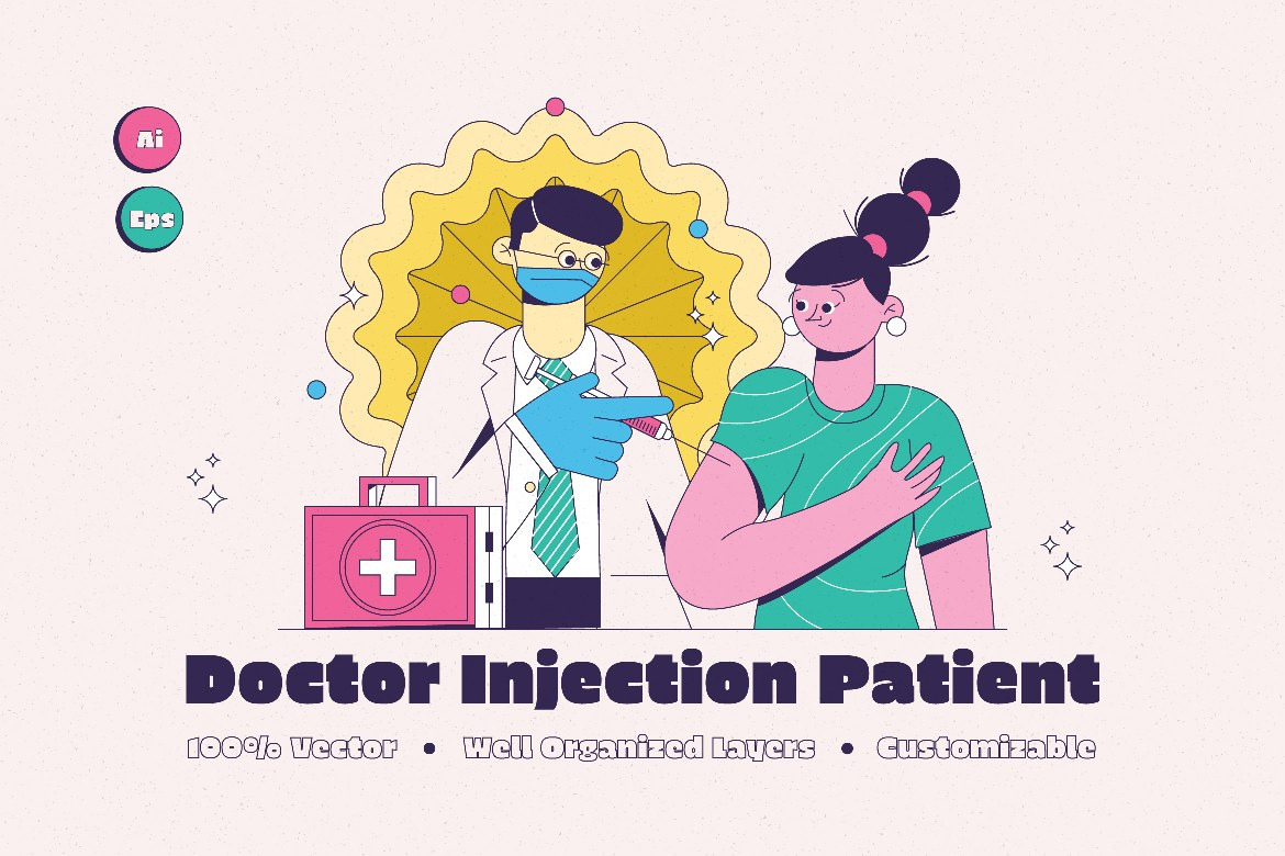 Doctor Injection PatientIllustration, a Healthcare Illustration by ...