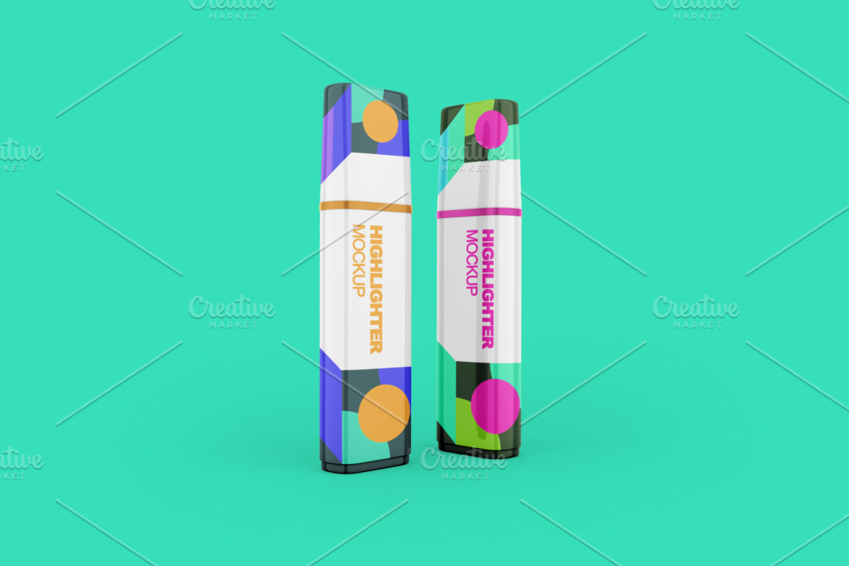 Highlighter Pen Mockup, a Pens & Pencil Mockup by Qaleb Studio