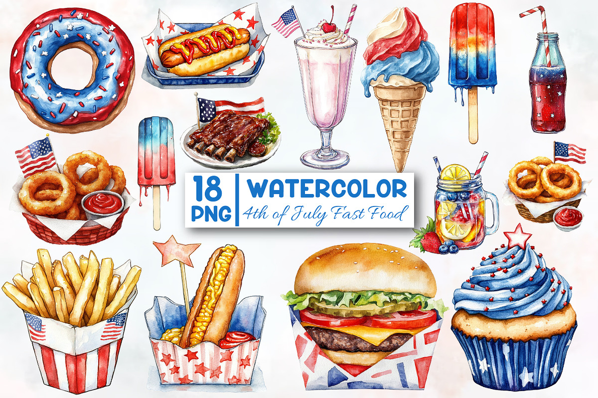 4th of July Fast Food Sublimation, an Illustration by Designworld (Photo 1 of 5)