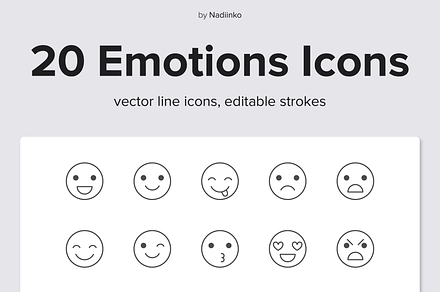 Emotions Line Icons, an Emoji Icon by Nadiinko