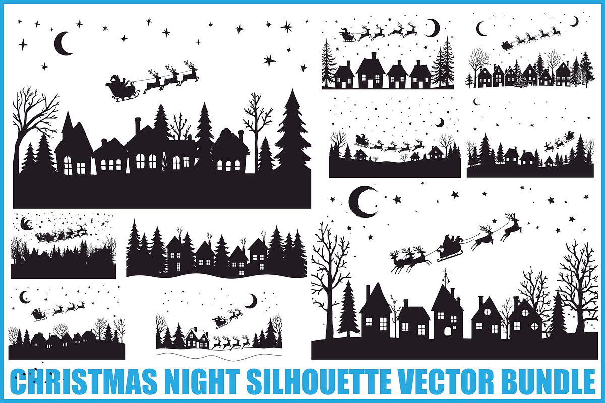 Christmas Sky Vector Collection, an Illustration by jahid234 (Photo 1 of 20)