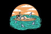 Woman surfer lying on surfboard, a Person Illustration by gunaonedesign (Thumbnail 1 of 6)